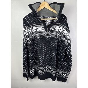 pronti collection by phita 1/4 Zip Fair Isles Black And White Sweater Preppy Ski